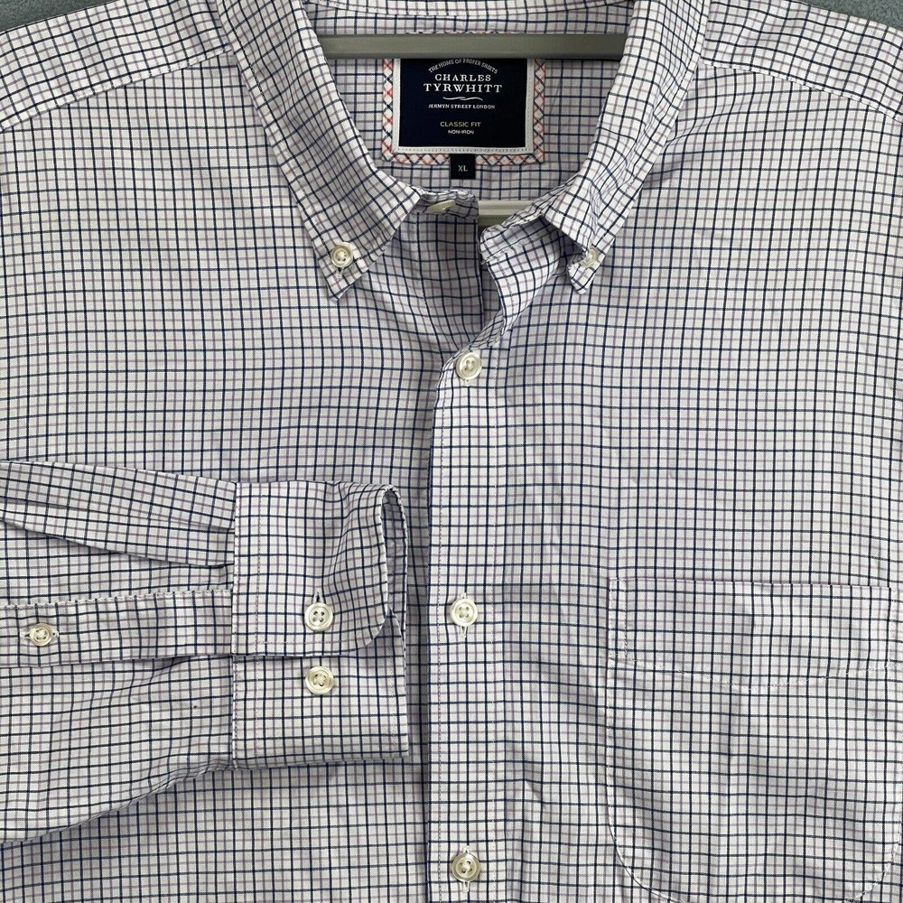 Charles Tyrwhitt Shirt Mens Extra Large XL Multi Check Button Down Classic Fit
